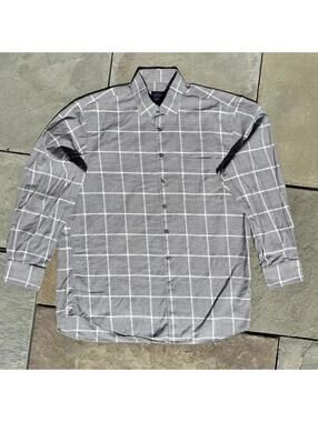 Vintage Y2K Black/White/Brown Houndstooth Plaid Button Down